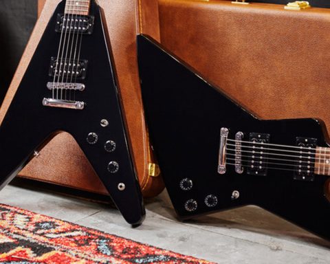 Gibson’s new 80s Flying V and Explorer models party like it’s 1984 with ebony finishes and high output humbuckers
