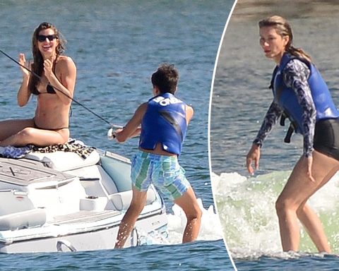 Hanging ten! Gisele Bündchen takes her kids wakeboarding in Miami